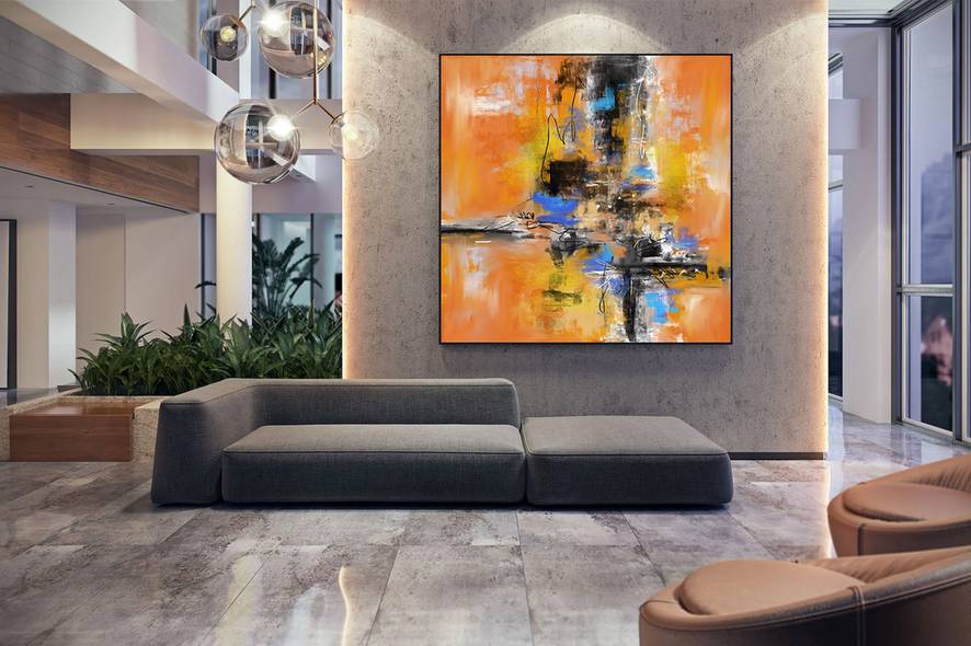 Blue Original Contemporary Abstract Canvas Artwork 3XB1J